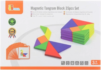 Viga DŘEVO Tangramy magnetické tvary 35 dílků puzzle skládačka Viga DŘEVO Tangramy magnetické tvary 35 dílků puzzle skládačka