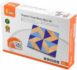 Viga DŘEVO Tangramy magnetické tvary 40 dílků puzzle skládačka