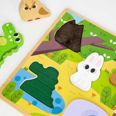 Viga DŘEVO Vkládačka Divoká zvířátka puzzle vkládací na desce 5 dílků