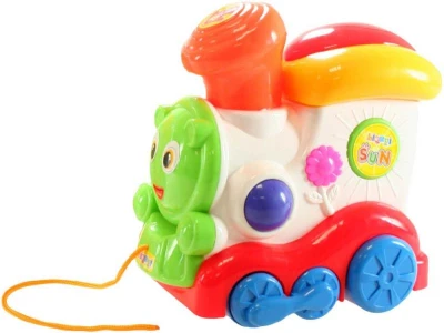 Vláček baby mašinka tahací pískací 20cm plast pro miminko Vláček baby mašinka tahací pískací 20cm plast pro miminko
