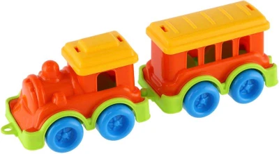 Vláček barevný mini sada mašinka + vagónek 10cm plast v síťce
