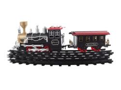 Vláčkodráha s kouřící lokomotivou