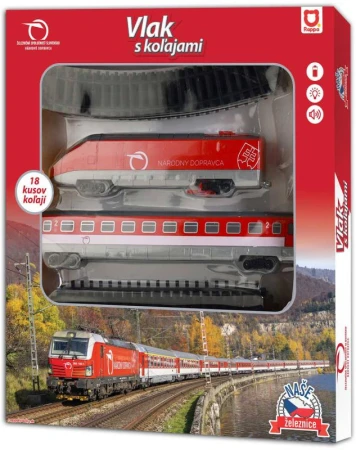 Vlak ŽSR set s dráhou Železniční společnost Slovensko na baterie Světlo Zvuk