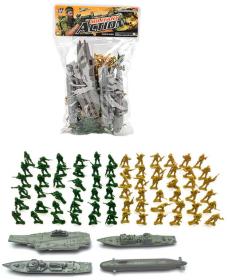 Vojenská army sada figurky vojáci + 4 válečná plavidla 76ks v sáčku plast Vojenská army sada figurky vojáci + 4 válečná plavidla 76ks v sáčku plast