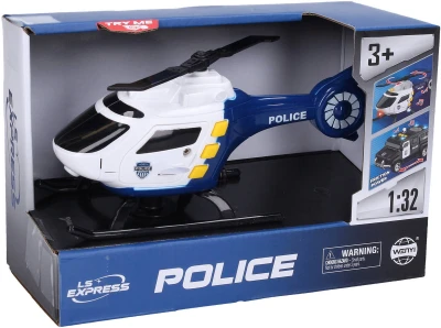 Vrtulník policejní 17cm helikoptera Policie na baterie Světlo Zvuk