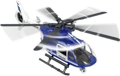 Vrtulník policejní modrá helikoptera Policie na baterie Světlo Zvuk