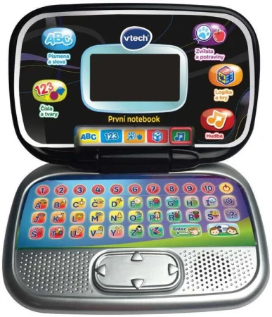Vtech První notebook dětský zábavný počítač s aktivitami na baterie černý CZ Zvuk