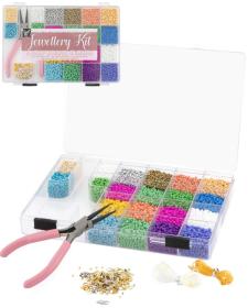 Výroba šperků velký dětský kreativní set navlékací korálky s kleštičkami a provázky Výroba šperků velký dětský kreativní set navlékací korálky s kleštičkami a provázky