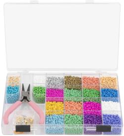 Výroba šperků velký dětský kreativní set navlékací korálky s kleštičkami a provázky