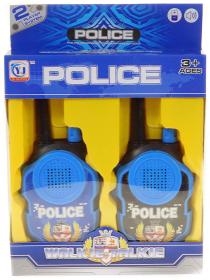 Vysílačky policejní dětské černomodré na baterie set 1 pár Walkie Talkie