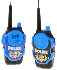 Vysílačky policejní dětské černomodré na baterie set 1 pár Walkie Talkie