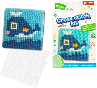 Vyšívání křížkovým stehem set 6 provázků s podložkou a jehlou 6 druhů