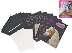 Vyškrabovací obrázky koníci Horse Friends set s perem a doplňky v krabičce Vyškrabovací obrázky koníci Horse Friends set s perem a doplňky v krabičce