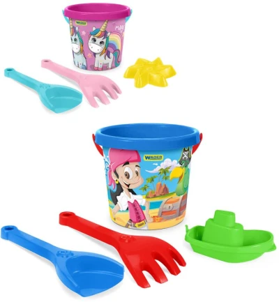 Wader Baby sada na písek kyblík se 2 nástroji a doplňkem 2 druhy Wader Baby sada na písek kyblík se 2 nástroji a doplňkem 2 druhy