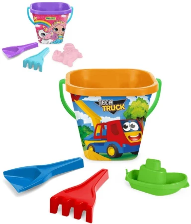 Wader Baby set na písek kyblík se 2 nástroji a doplňkem 2 druhy Wader Baby set na písek kyblík se 2 nástroji a doplňkem 2 druhy