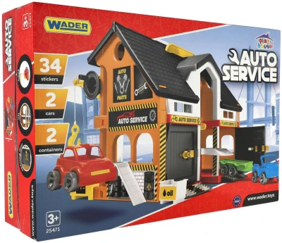 Wader Domeček autoservis herní set s výtahem a 2 autíčky