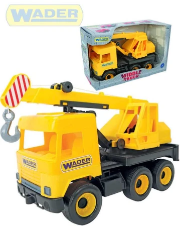 Wader Middle Truck auto jeřáb 38cm žluté plastové 32122 Wader Middle Truck auto jeřáb 38cm žluté plastové 32122