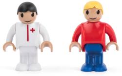 Woody DŘEVO Auto ambulance sanitka s vagonkem a 4 figurkami doplněk k vláčkodráze
