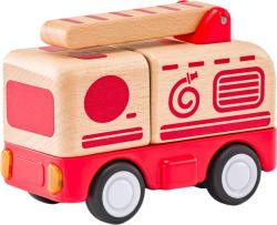 Woody DŘEVO Auto baby hasiči na setrvačník na baterie Světlo Zvuk