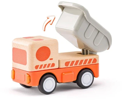 Woody DŘEVO Auto nákladní baby na setrvačník na baterie Světlo Zvuk