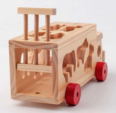 Woody DŘEVO Baby kamion tahací auto set s vkládacími zvířátky