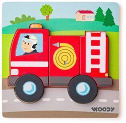 Woody DŘEVO Baby vkládací puzzle auto hasiči skládačka 5 dílků na desce Woody DŘEVO Baby vkládací puzzle auto hasiči skládačka 5 dílků na desce
