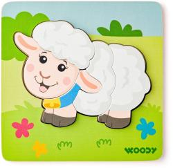 Woody DŘEVO Baby vkládací puzzle ovečka skládačka 5 dílků na desce Woody DŘEVO Baby vkládací puzzle ovečka skládačka 5 dílků na desce