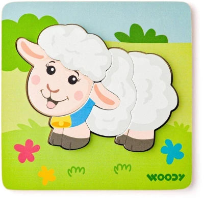 Woody DŘEVO Baby vkládací puzzle ovečka skládačka 5 dílků na desce Woody DŘEVO Baby vkládací puzzle ovečka skládačka 5 dílků na desce