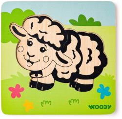 Woody DŘEVO Baby vkládací puzzle ovečka skládačka 5 dílků na desce
