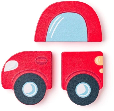 Woody DŘEVO Baby vkládací puzzle skládačka 4 motivy 4v1 na desce