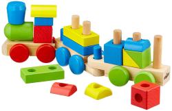Woody DŘEVO Baby vláček navlékací tvary 18ks mašinka + 2 vagonky