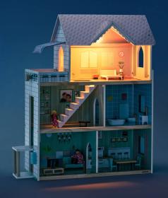 Woody DŘEVO Domeček pro panenky Molly na baterie Světlo Zvuk