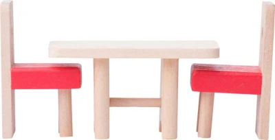 Woody DŘEVO Domeček s balkónem set se 4 panenkami a doplňky 2 patra