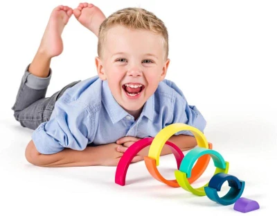 Woody DŘEVO Duha skládačka balanční oblouky 8 dílků (dřevěná hračka)