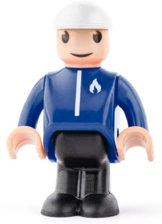 Woody DŘEVO Hasiči set autíčko s vagonkem a figurkou doplněk k vláčkodráze