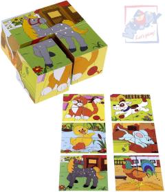 Woody DŘEVO Kostky obrázkové 5cm statek set 4ks kubus (dřevěná hračka)
