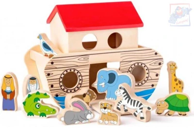 Woody DŘEVO Noemova archa herní set loď se zvířátky (dřevěná hračka) Woody DŘEVO Noemova archa herní set loď se zvířátky (dřevěná hračka)