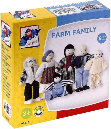 Woody DŘEVO Panenky do domečku set 6ks farmářská rodinka (dřevěná hračka)