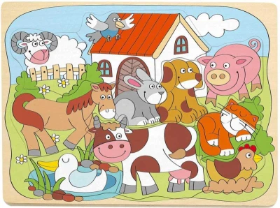 Woody DŘEVO Puzzle na desce Veselá domácí zvířátka skládačka Woody DŘEVO Puzzle na desce Veselá domácí zvířátka skládačka