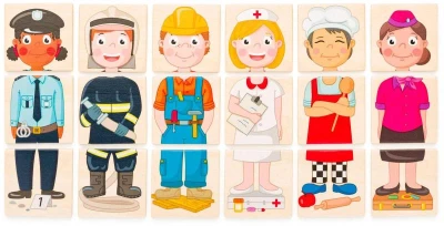 Woody DŘEVO Puzzle skládačka Lidé a povolání (dřevěná hračka)