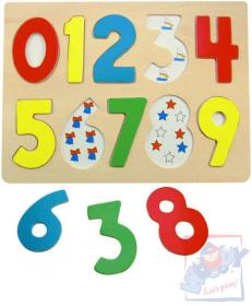 Woody DŘEVO Puzzle vkládací číslice s beruškami na desce Woody DŘEVO Puzzle vkládací číslice s beruškami na desce