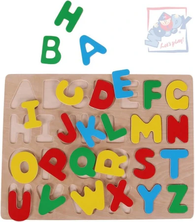 Woody DŘEVO Puzzle vkládací na desce Abeceda Woody DŘEVO Puzzle vkládací na desce Abeceda