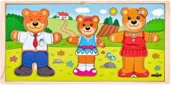 Woody DŘEVO Šatní skříň Medvědí rodinka vkládací puzzle 54 dílků v boxu