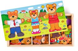 Woody DŘEVO Šatní skříň Medvědí rodinka vkládací puzzle 54 dílků v boxu