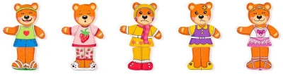 Woody DŘEVO Šatní skříň Medvědí rodinka vkládací puzzle 54 dílků v boxu