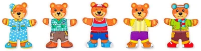 Woody DŘEVO Šatní skříň Medvědí rodinka vkládací puzzle 54 dílků v boxu