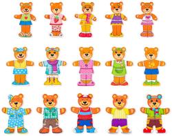 Woody DŘEVO Šatní skříň Medvědí rodinka vkládací puzzle 54 dílků v boxu