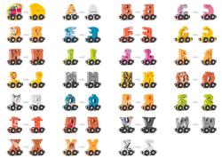 Woody DŘEVO Vláček zvířátka s abecedou AJ (dřevěná hračka)