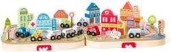 Woody DŘEVO Vláčkodráha Město v rozkládacím kufříku s auty a domy
