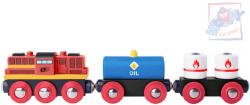 Woody DŘEVO Vlakový set lokomotiva diesel + vagon 2ks (dřevěná hračka)